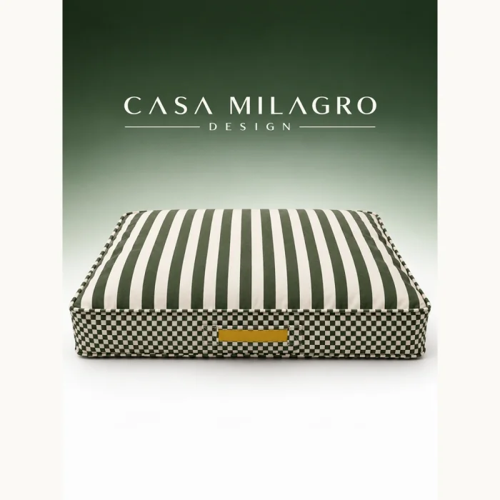Striped Checkered Green Pet Bed - 5
