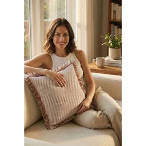 Lyra Striped Fringed Cushion Cover - 4