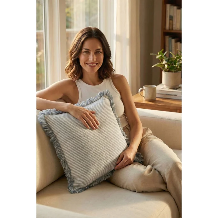 Lyra Striped Fringed Cushion Cover - 3