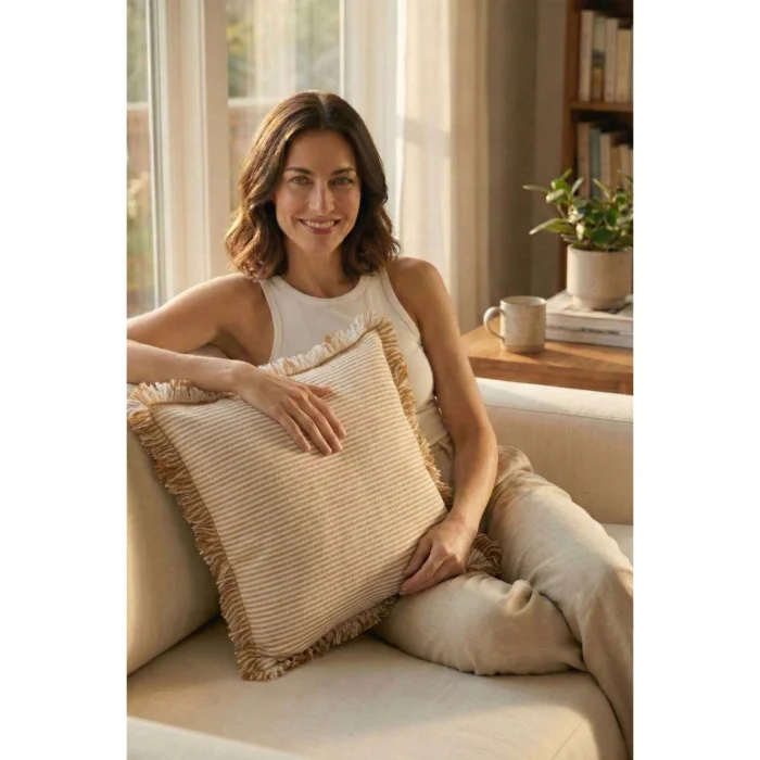 Lyra Striped Fringe Cushion Cover - 5