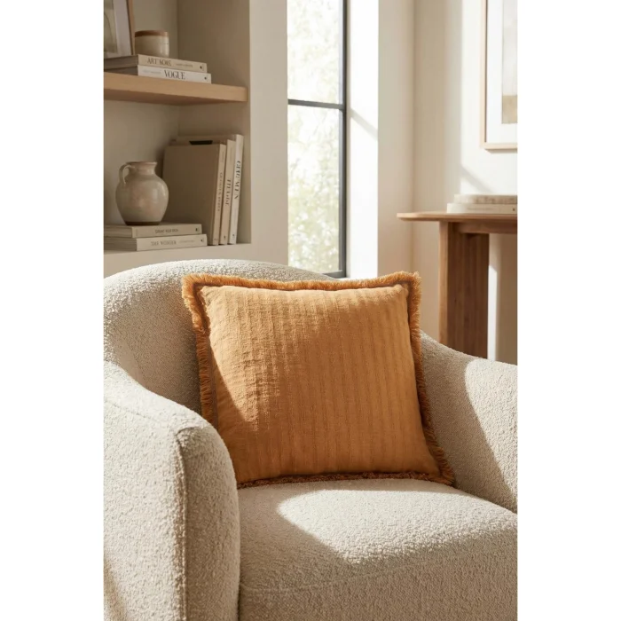 Frig Denim Fringed Cushion Cover - 3