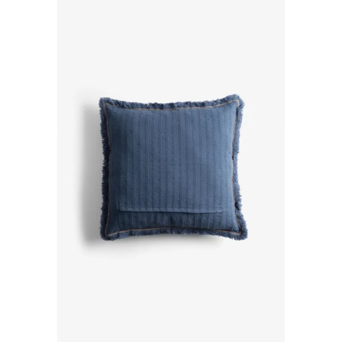 Frig Denim Pringe Trim Cotton Cushion Cover - 2