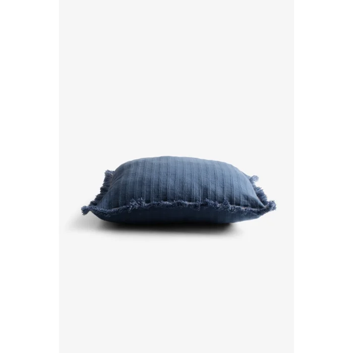 Frig Denim Pringe Trim Cotton Cushion Cover - 3