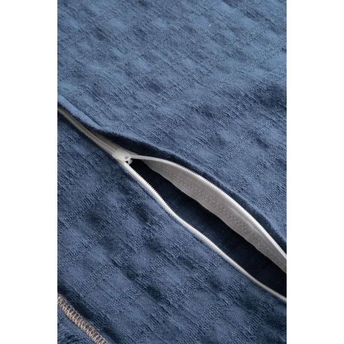 Frig Denim Pringe Trim Cotton Cushion Cover - 7
