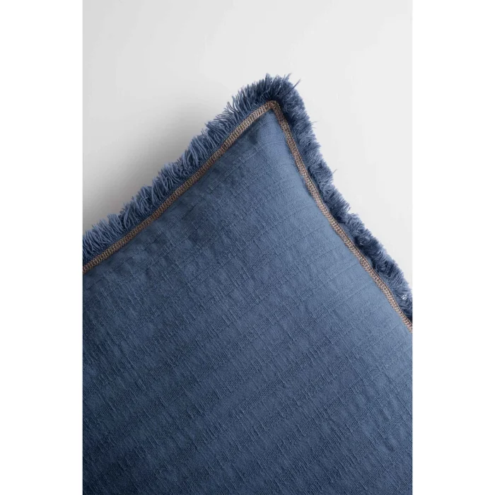 Frig Denim Pringe Trim Cotton Cushion Cover - 6