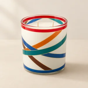 Striped Pattern Glass Scented Candle