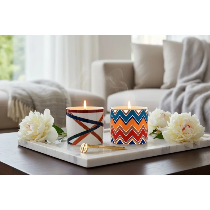 Zigzag Pattern Glass Candle Holder 10x10 Cm - 4