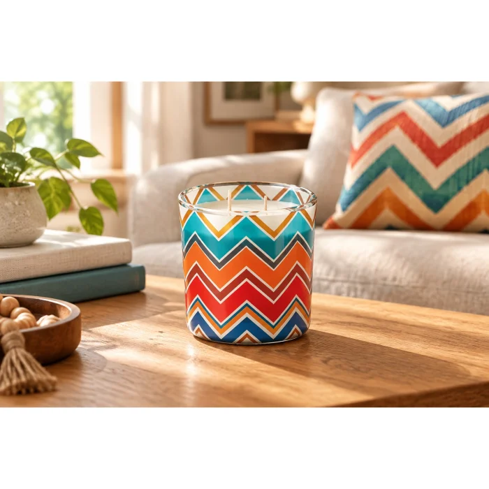 Zigzag Pattern Glass Candle Holder 10x10 Cm - 3