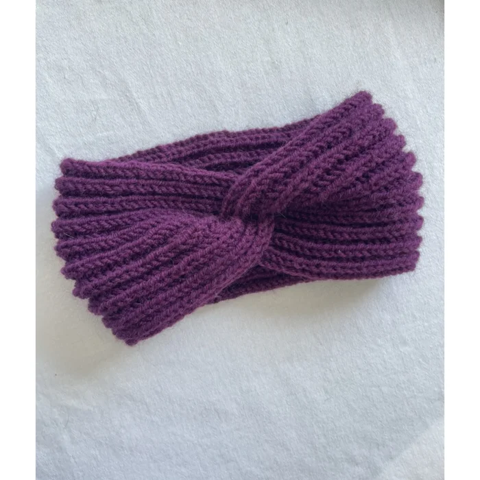 Plum Hand-Knitted Hair Band - 1