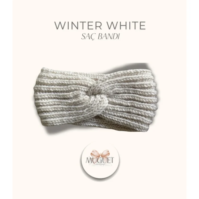 Winter White Hand-Knitted Headband - 3