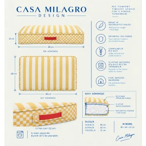 Yellow Striped Pet Bed - 5
