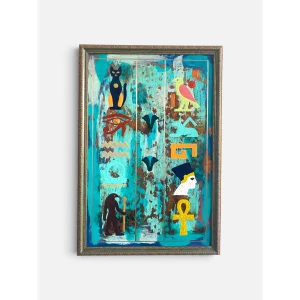 Handmade Patina Copper Ancient Egypt Wall Panel