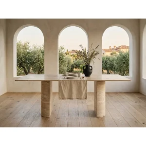 Hali Travertine Marble Dining Table - 6