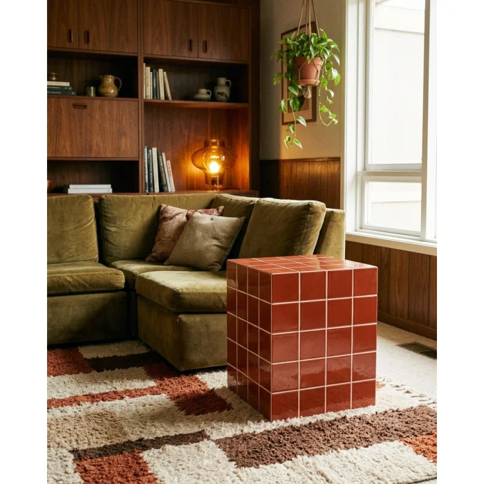 Mutiles Red Ceramic Side Table - 1