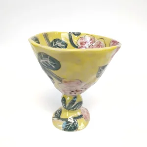 Sarı Çiçekli Stoneware Kadeh - 2