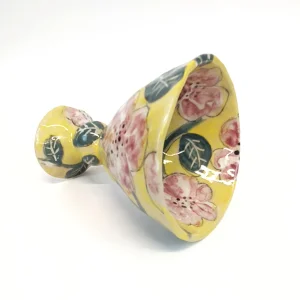 Sarı Çiçekli Stoneware Kadeh - 3