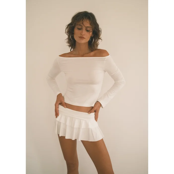 Off-the-Shoulder Long Sleeve Blouse - 4