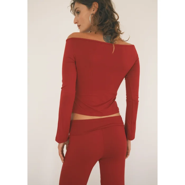 Off-the-Shoulder Long Sleeve Blouse - 4