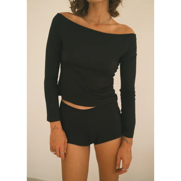 Off-the-Shoulder Long Sleeve Blouse - 2