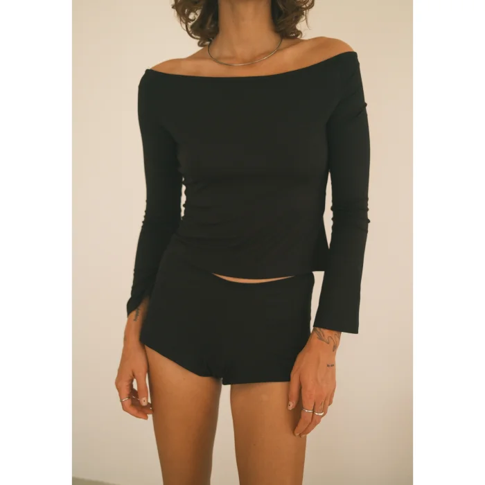 Off-the-Shoulder Long Sleeve Blouse - 3