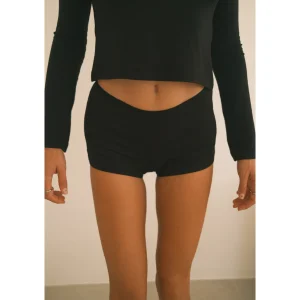 Thin Elastic Waist Drapey Mini Shorts - 2