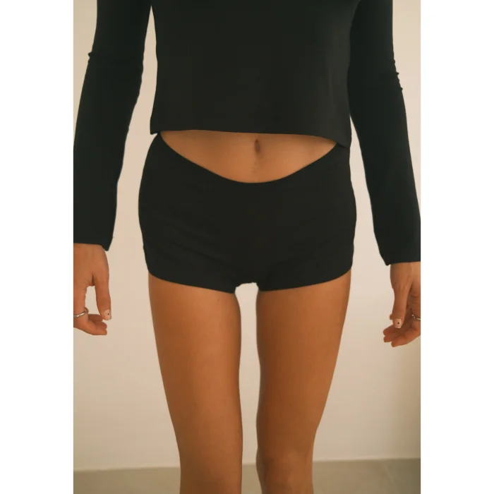 Thin Elastic Waist Drapey Mini Shorts - 2