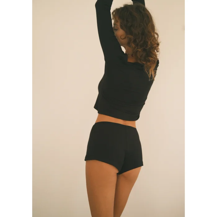 Thin Elastic Waist Drapey Mini Shorts - 4
