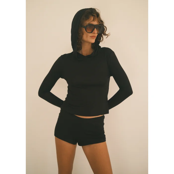Hooded Long Sleeve Blouse - 2