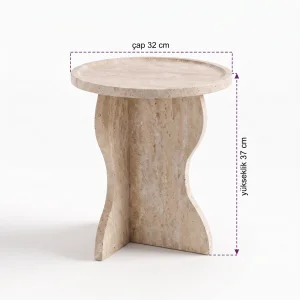 Travertine Curved Leg Side Table - 3