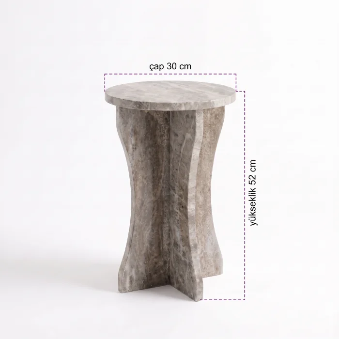 Silver Travertine Curved Leg Side Table - 5