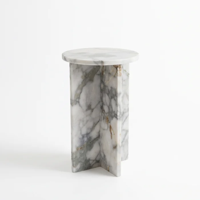 Calacatta Green Marble Side Table - 2