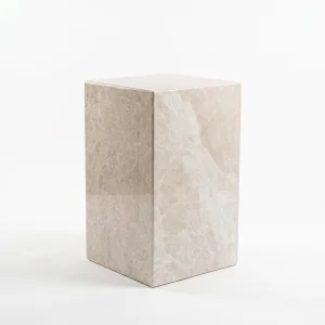 Beige Marble Cube Side Table - 2