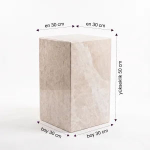 Beige Marble Cube Side Table - 3