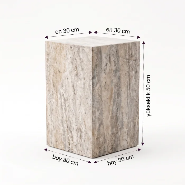 Silver Travertine Cube Side Table - 3