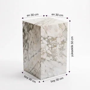 Calacatta Green Marble Cube Side Table - 2