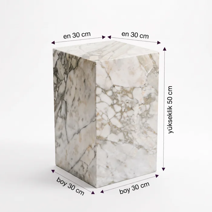 Calacatta Green Marble Cube Side Table - 2