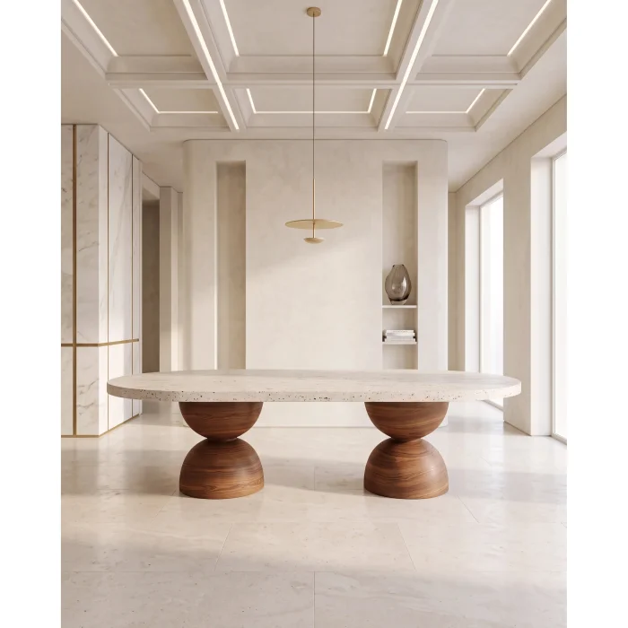 Ahsap Bogum 2 Travertine Marble Dining Table - 4