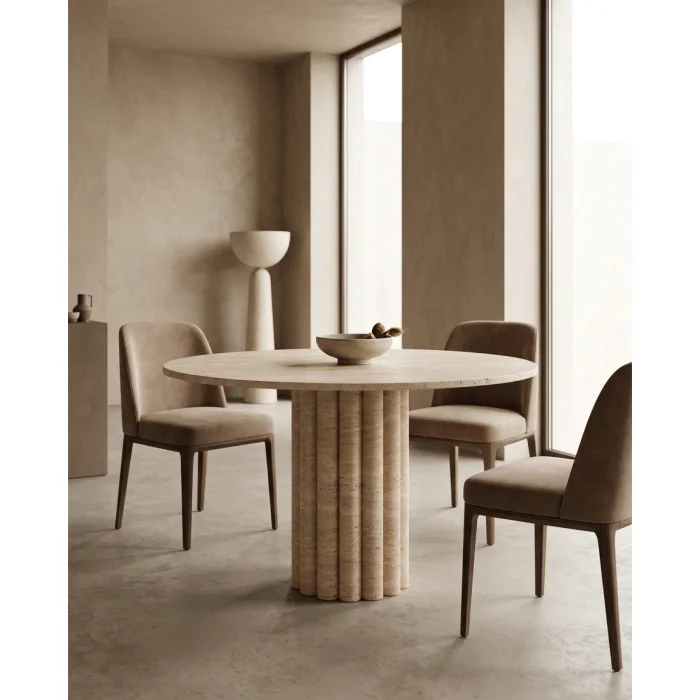 Travertine Marble Diana Dining Table - 5