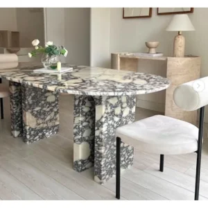 Menun Travertine Marble Dining Table - 4