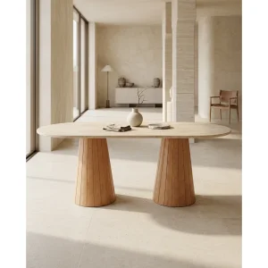 Yuvve Travertine Marble Dining Table - 4
