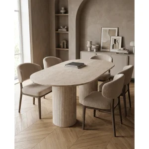 Zinaya Travertine Marble Dining Table - 2