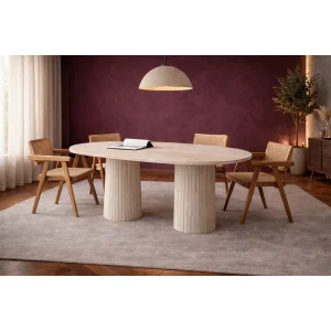 Zinaya Travertine Marble Dining Table - 3