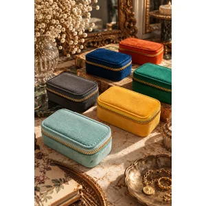 Velvet Jewelry Storage Box and Organizer Bag - 3