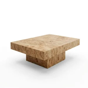 Burl Wood Block Coffee Table - 1