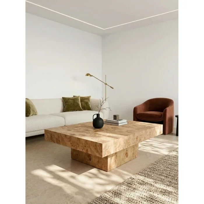 Burl Wood Block Coffee Table - 2