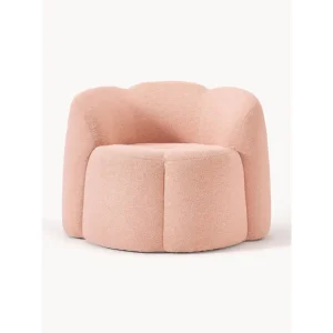 Curved Pink Bouclé Armchair - 2