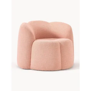 Curved Pink Bouclé Armchair - 1