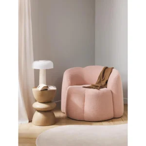Curved Pink Bouclé Armchair - 3