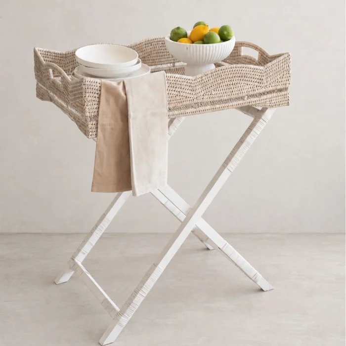 Natural Rattan Wavy Edge Butler Tray Coffee Table - 2