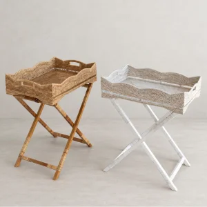 Natural Rattan Wavy Edge Butler Tray Coffee Table - 2